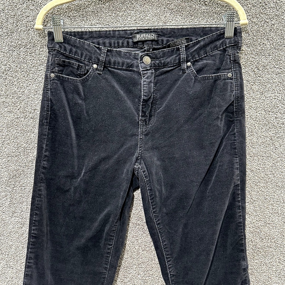 Buffalo David Bitton Velveteen Pants Women 8/29 Black Mid Rise‎ Skinny 5 Pocket - Picture 8 of 15